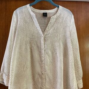 Calvin Klein Jeans Semi Sheer Blouse Cream Ivory Top Size M